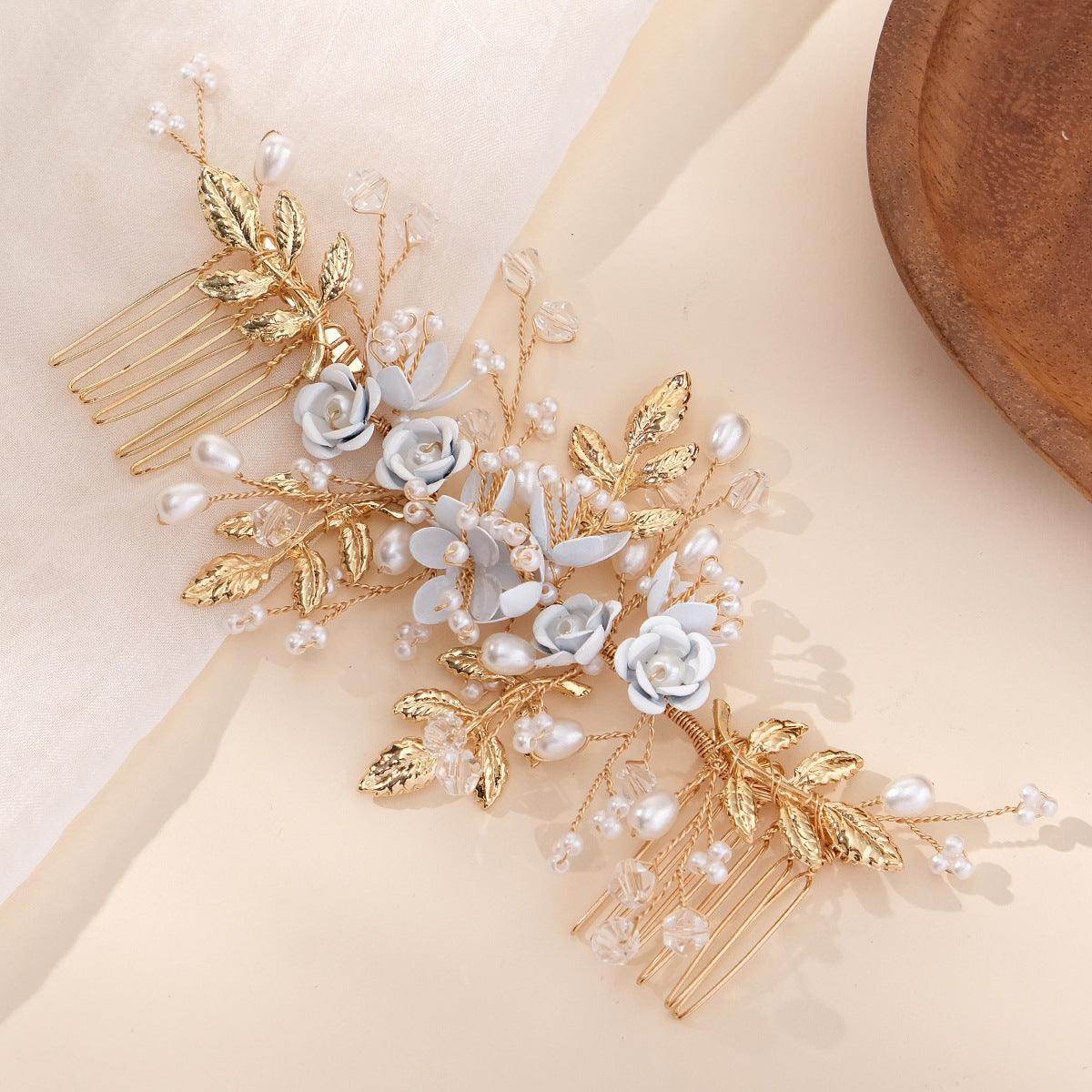 Bridal accessories Insert comb Atmospheric flowers wedding hair styling hair accessories vintage handcrafted comb 768931639047 - COCOMELODY